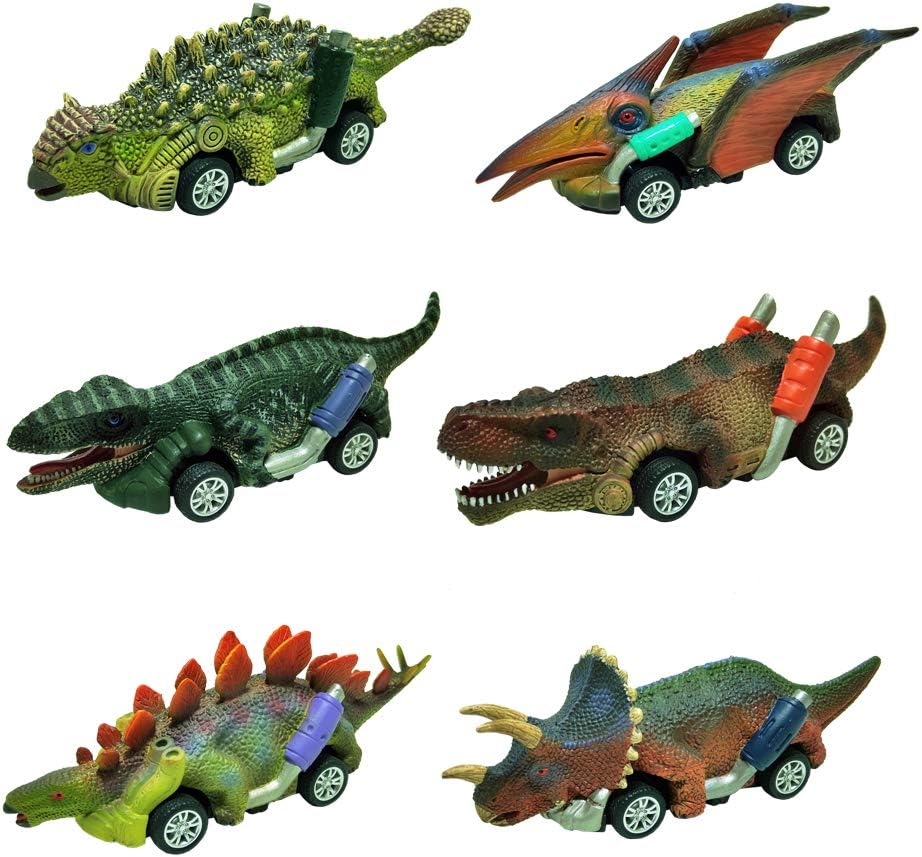 DINOBROS 6-Pack Dinosaur Pull-Back Cars