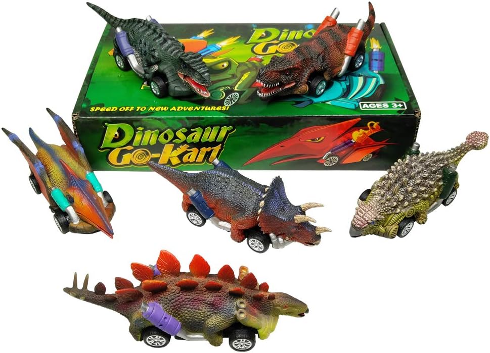 DINOBROS 6-Pack Dinosaur Pull-Back Cars