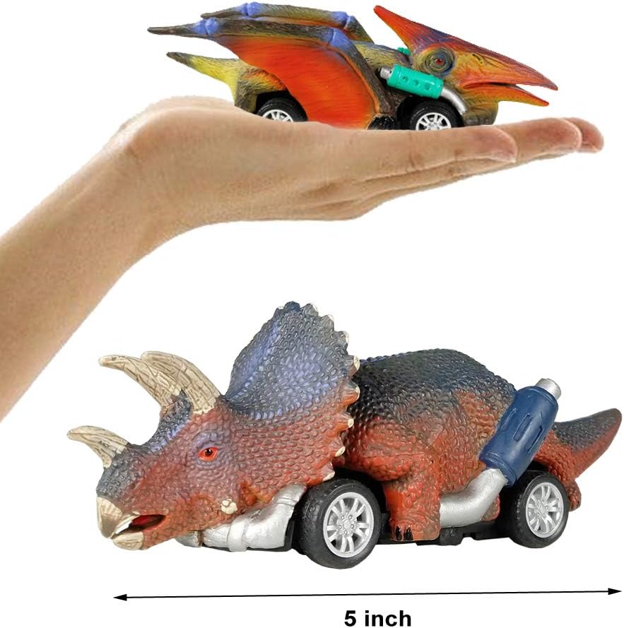 DINOBROS 6-Pack Dinosaur Pull-Back Cars