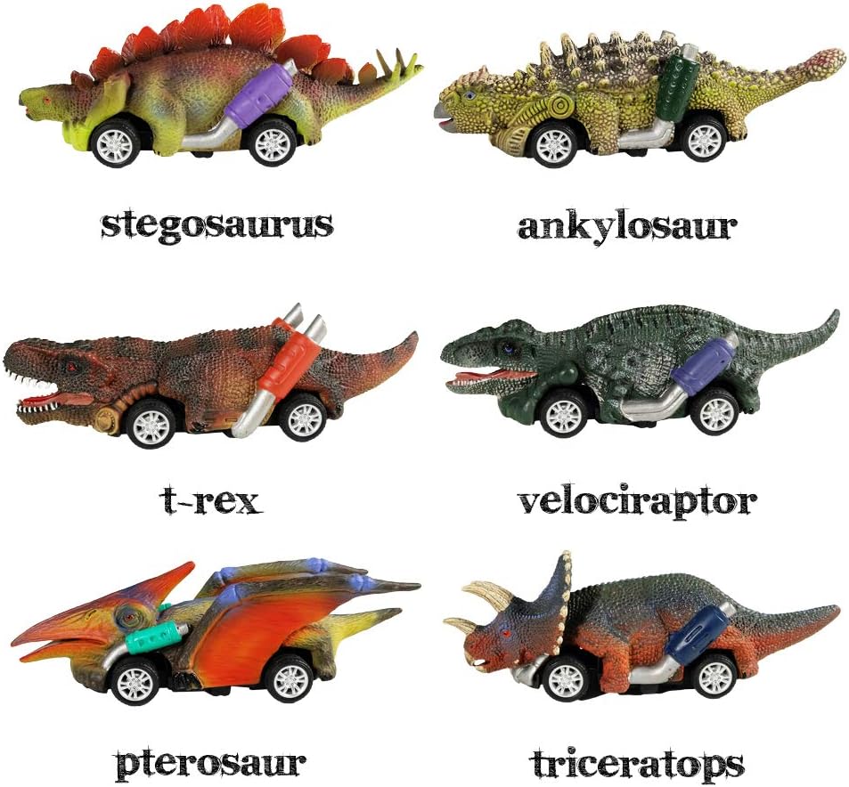 DINOBROS 6-Pack Dinosaur Pull-Back Cars