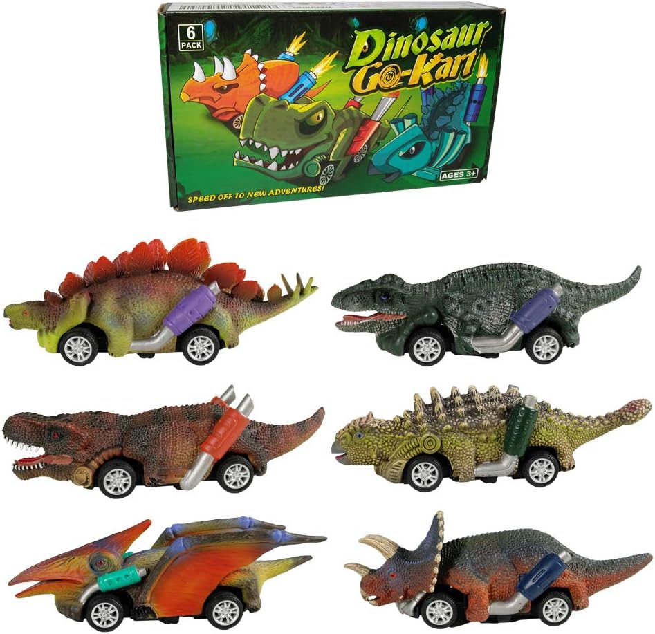 DINOBROS 6-Pack Dinosaur Pull-Back Cars