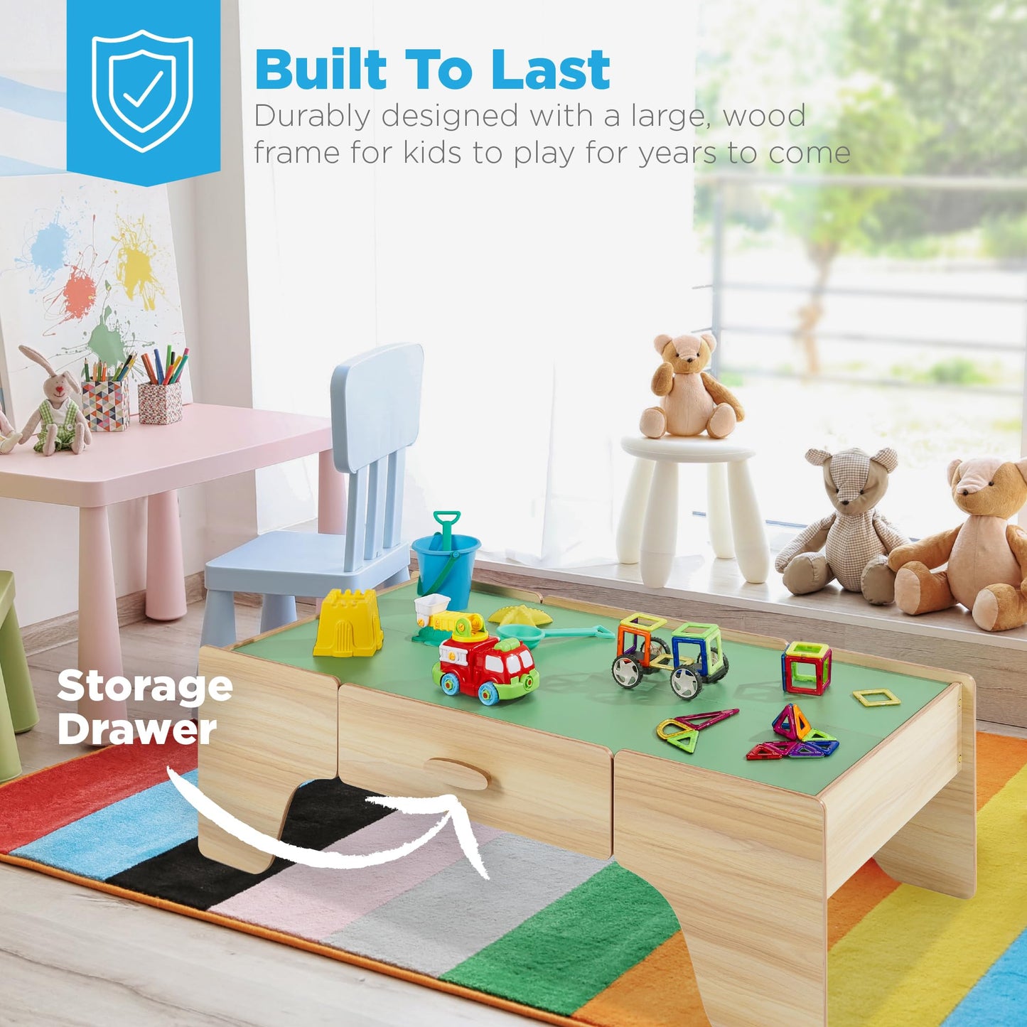 50in Kids Wooden Train Table