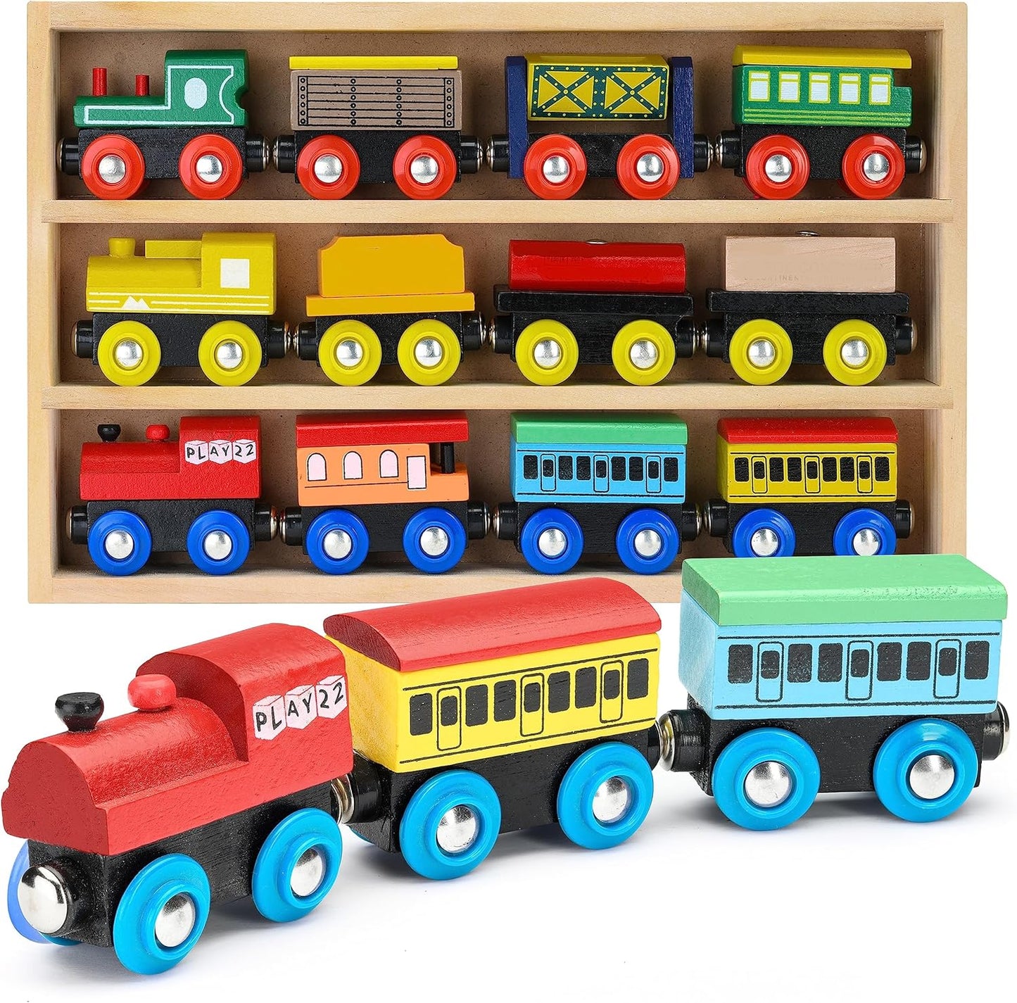 Play22 12-Piece Wooden Train Set