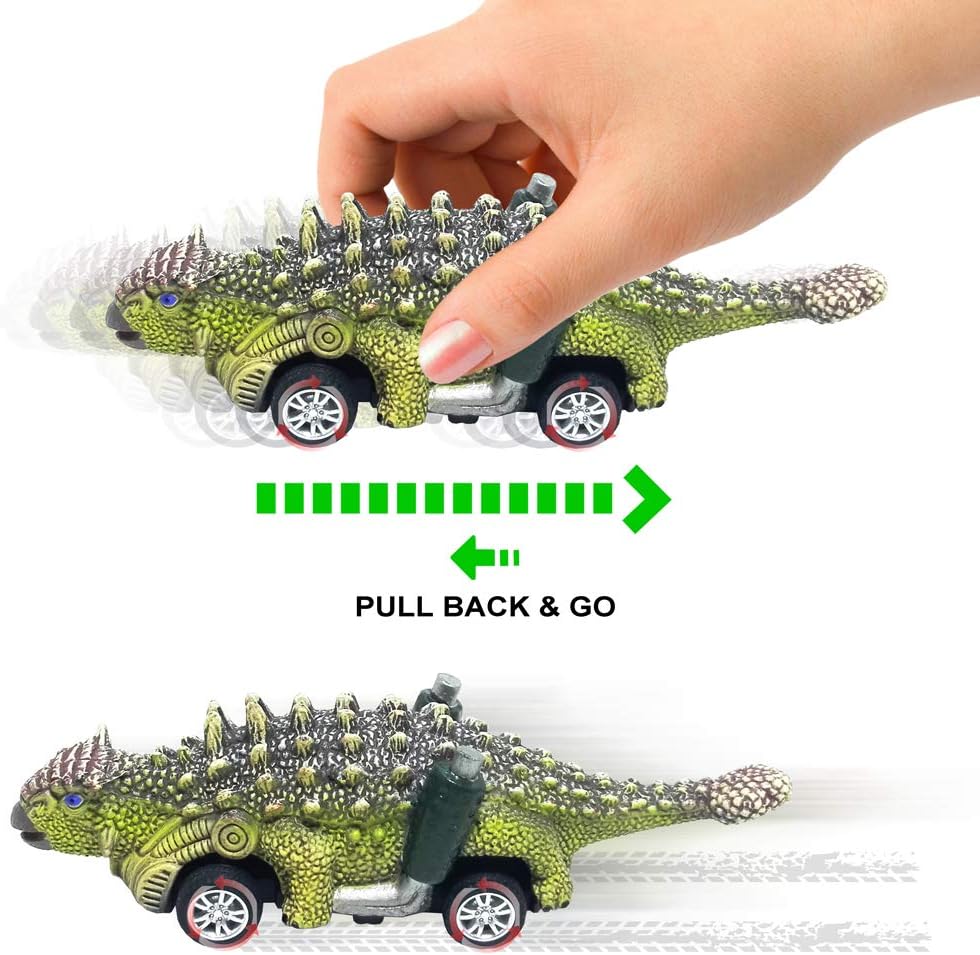 DINOBROS 6-Pack Dinosaur Pull-Back Cars