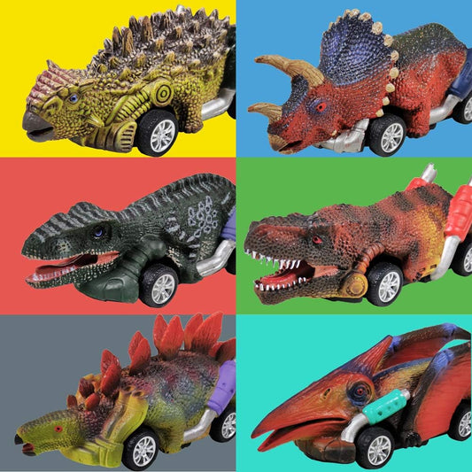 DINOBROS 6-Pack Dinosaur Pull-Back Cars