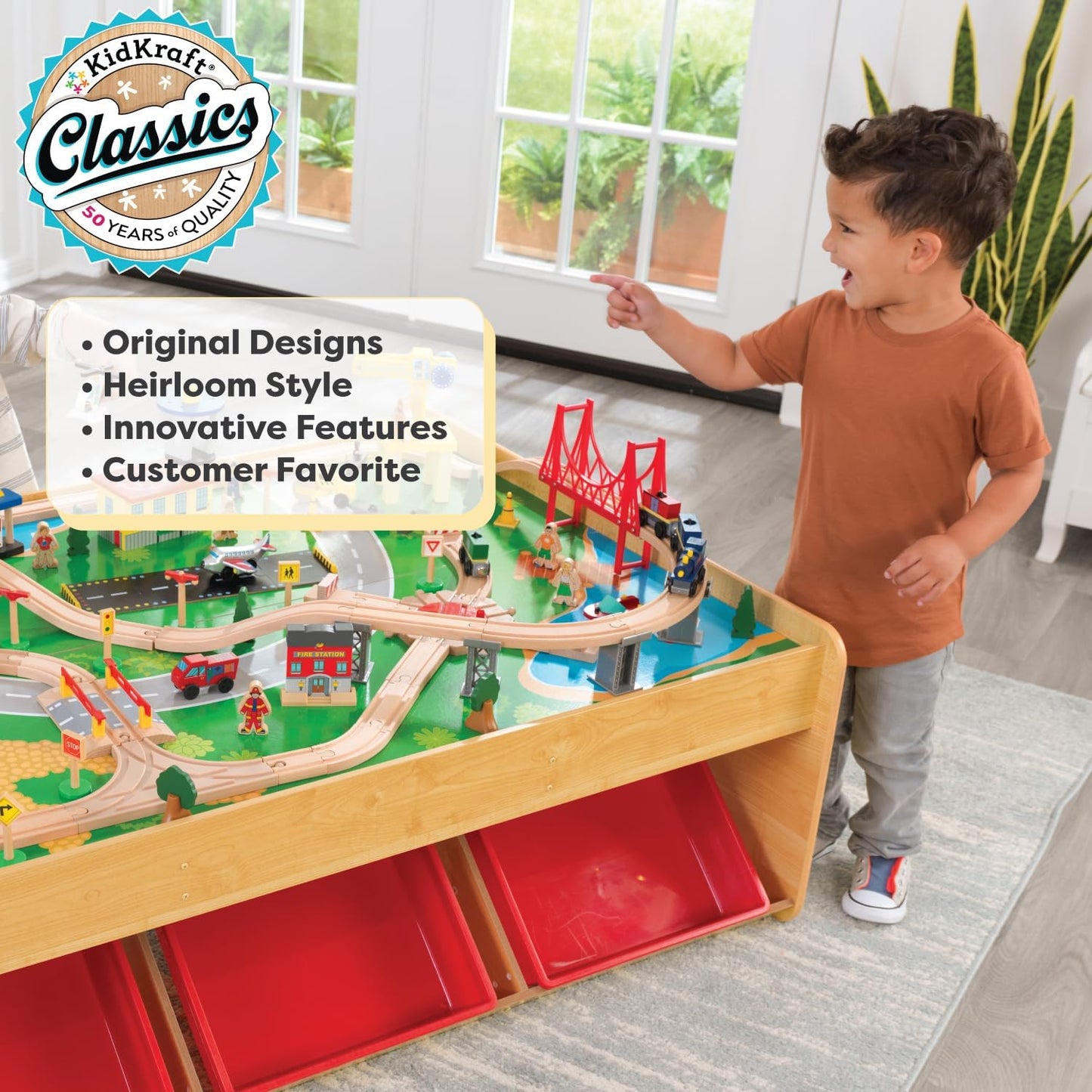 KidKraft Train Table Set – 120 Pieces