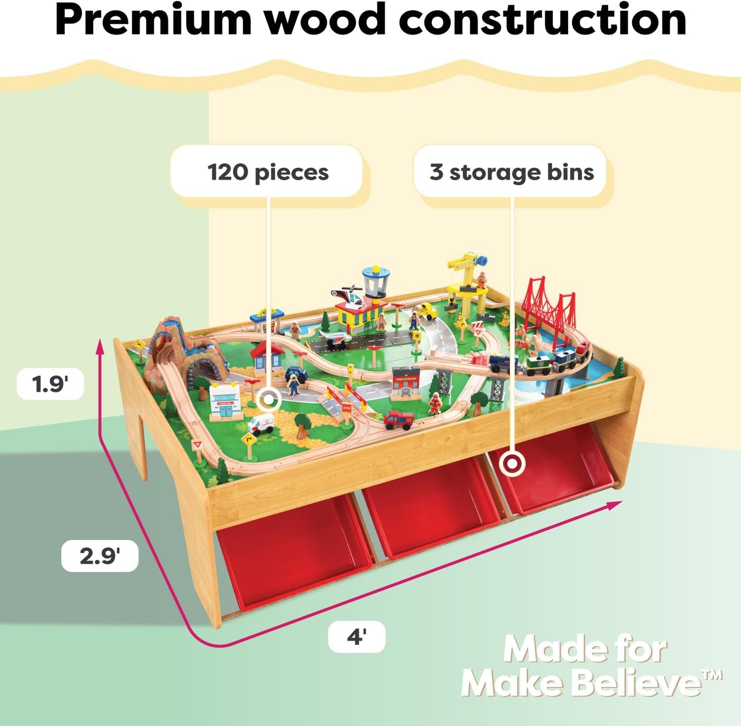KidKraft Train Table Set – 120 Pieces